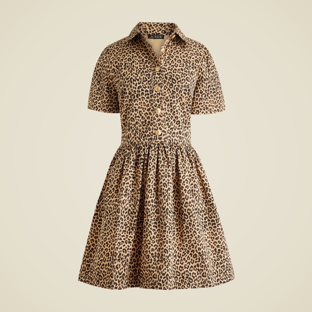 J. Crew Leopard Print Mini Dress in Tan and Black